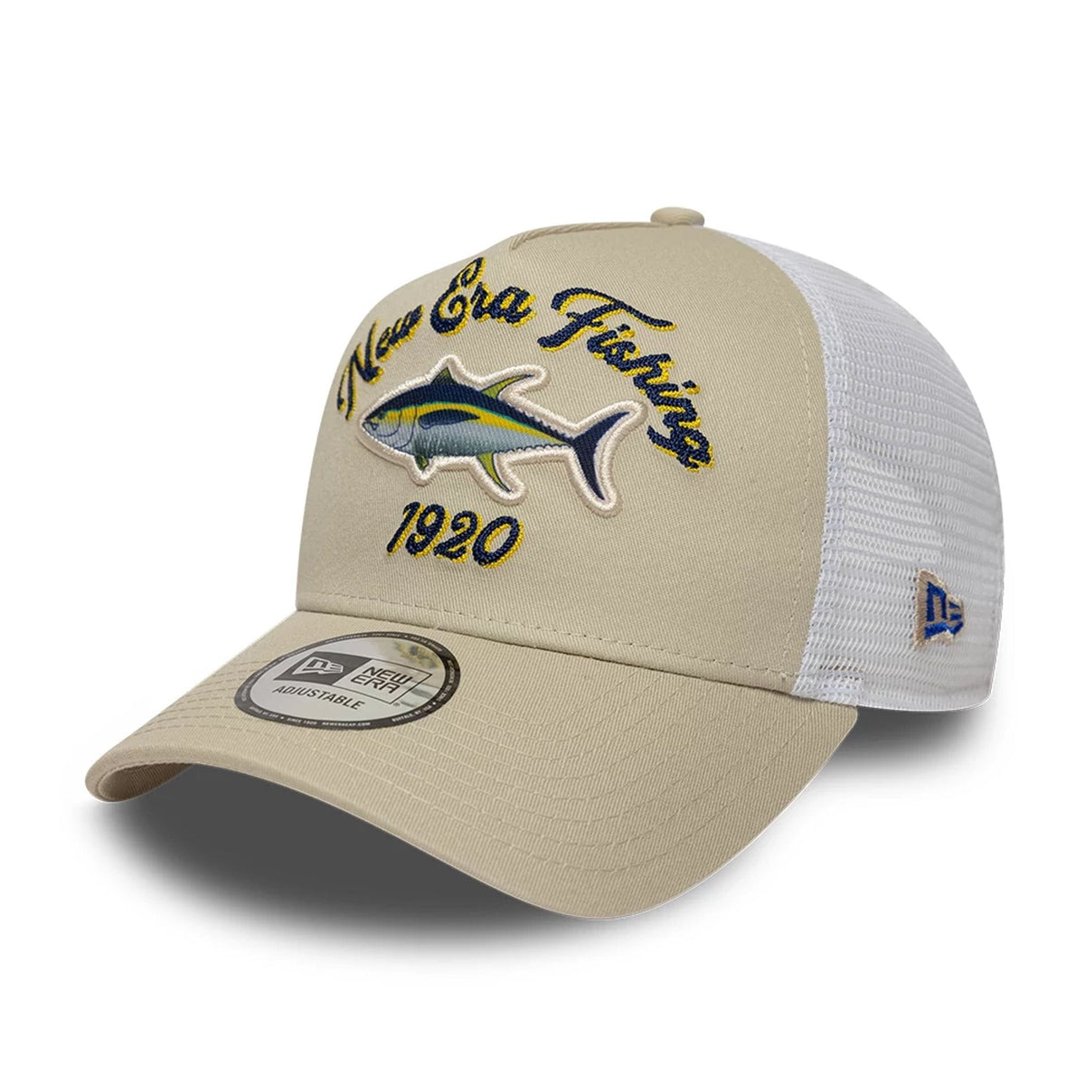 New Era Fishing Light Beige 9FORTY A-Frame Trucker Adjustable Cap-klyvox