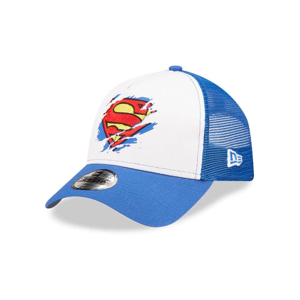 Child DC Superman White 9FORTY A-Frame Trucker Adjustable Cap-klyvox