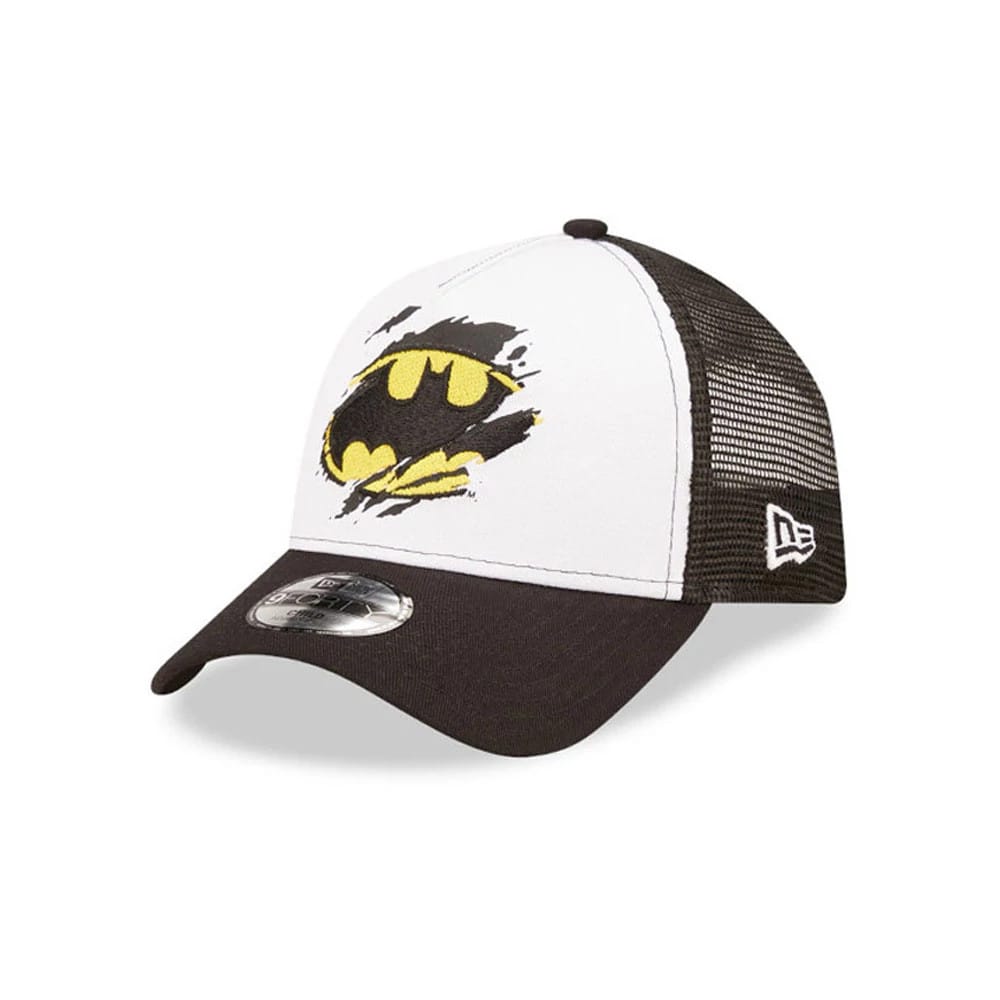 Child DC Batman White 9FORTY A-Frame Trucker Adjustable Cap-klyvox