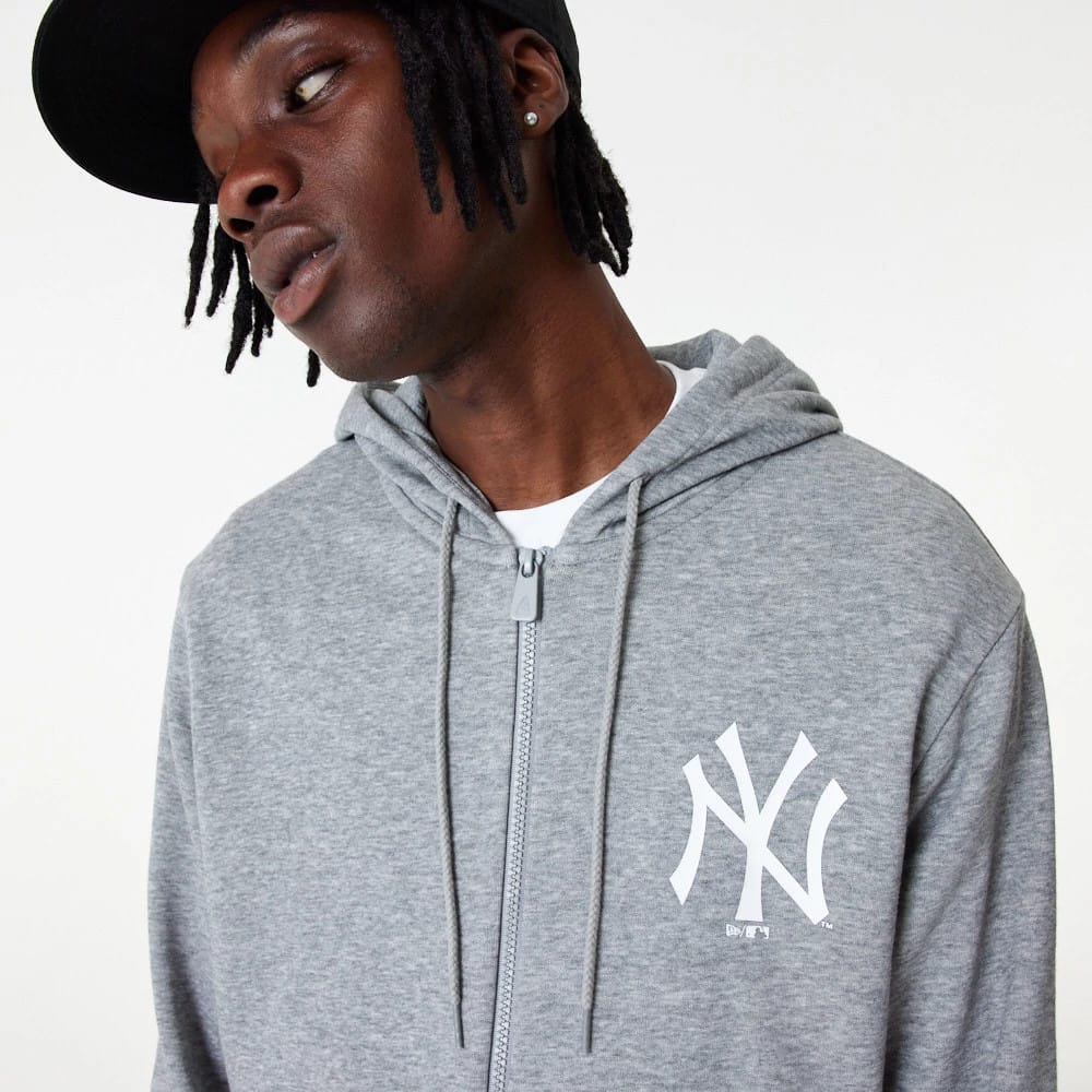 New York Yankees MLB Essential Grey Full Zip Hoodie-klyvox
