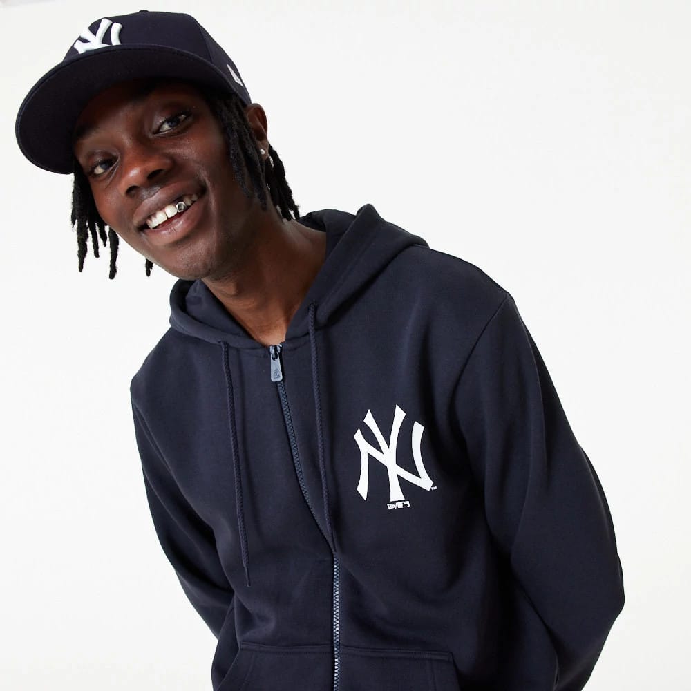 New York Yankees MLB Essential Navy Full Zip Hoodie-klyvox