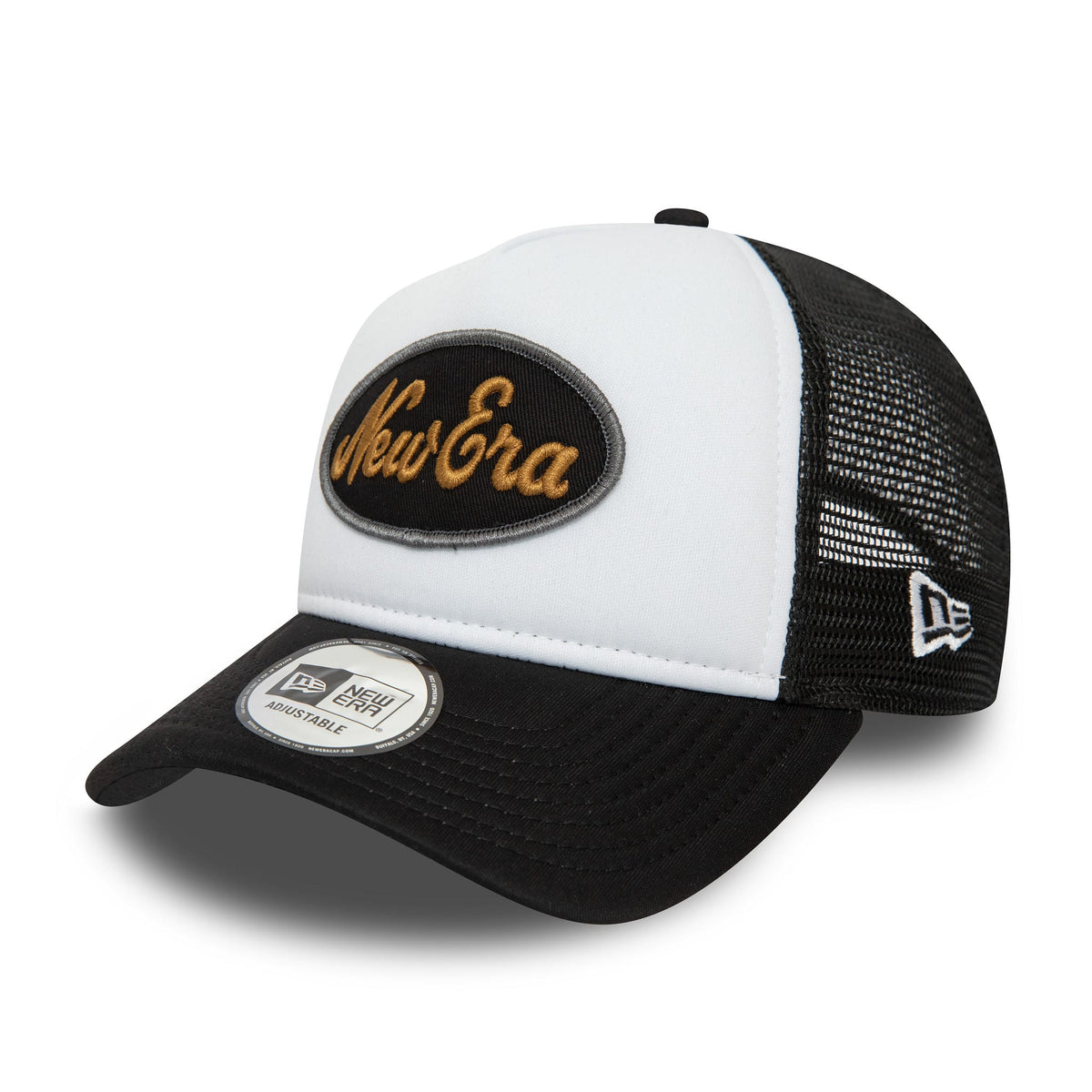 New Era Youth Black Oval Trucker Cap-klyvox