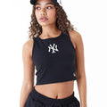 New York Yankees Womens MLB Lifestyle Black Crop Tank Top-klyvox