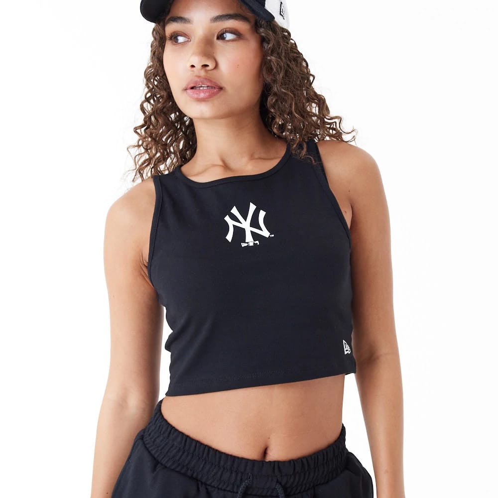 New York Yankees Womens MLB Lifestyle Black Crop Tank Top-klyvox