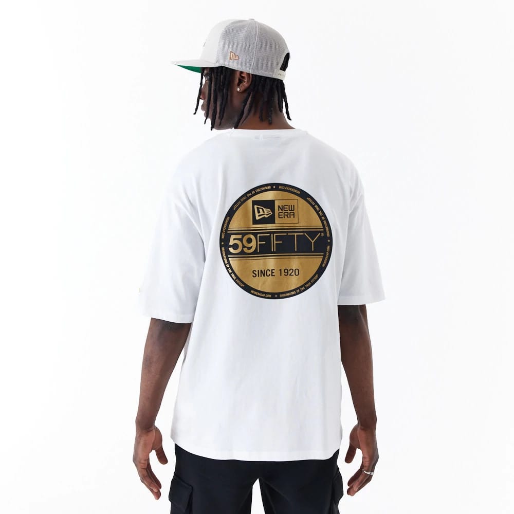 New Era Sticker White Oversized T-Shirt-klyvox