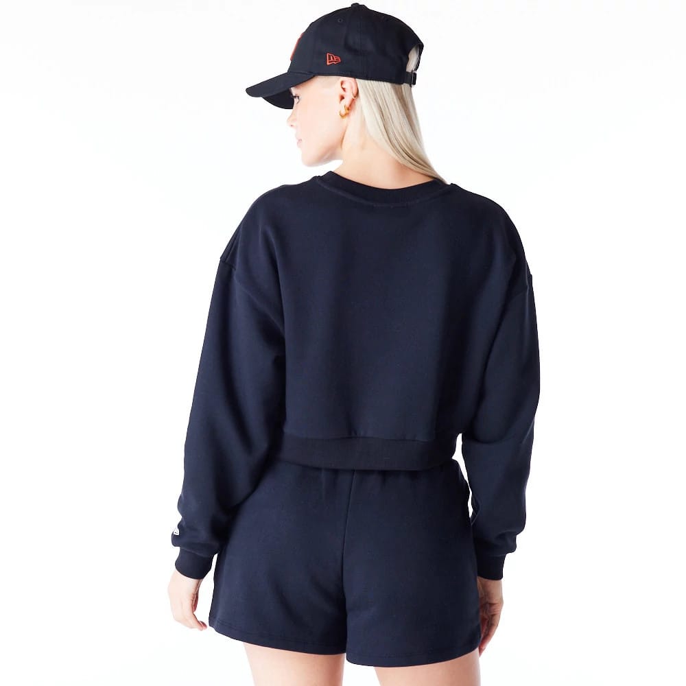 New York Yankees Womens MLB League Essential Black Crop Crew Neck Sweatshirt-klyvox
