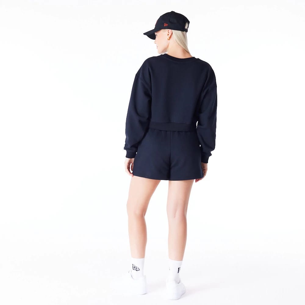 New York Yankees Womens MLB League Essential Black Crop Crew Neck Sweatshirt-klyvox