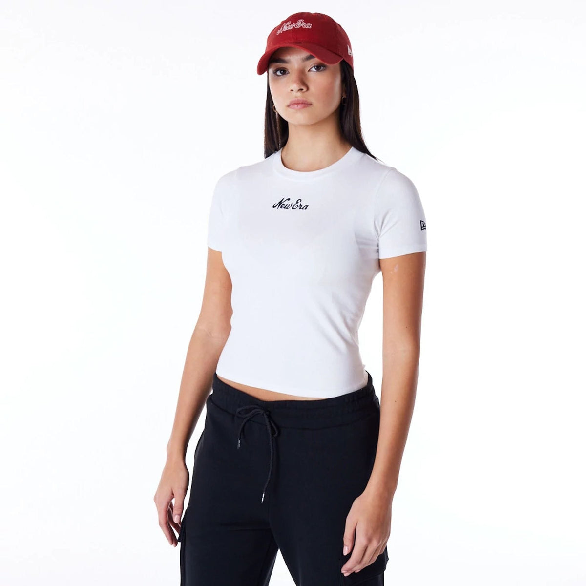 New Era Womens White Slim T-Shirt-klyvox