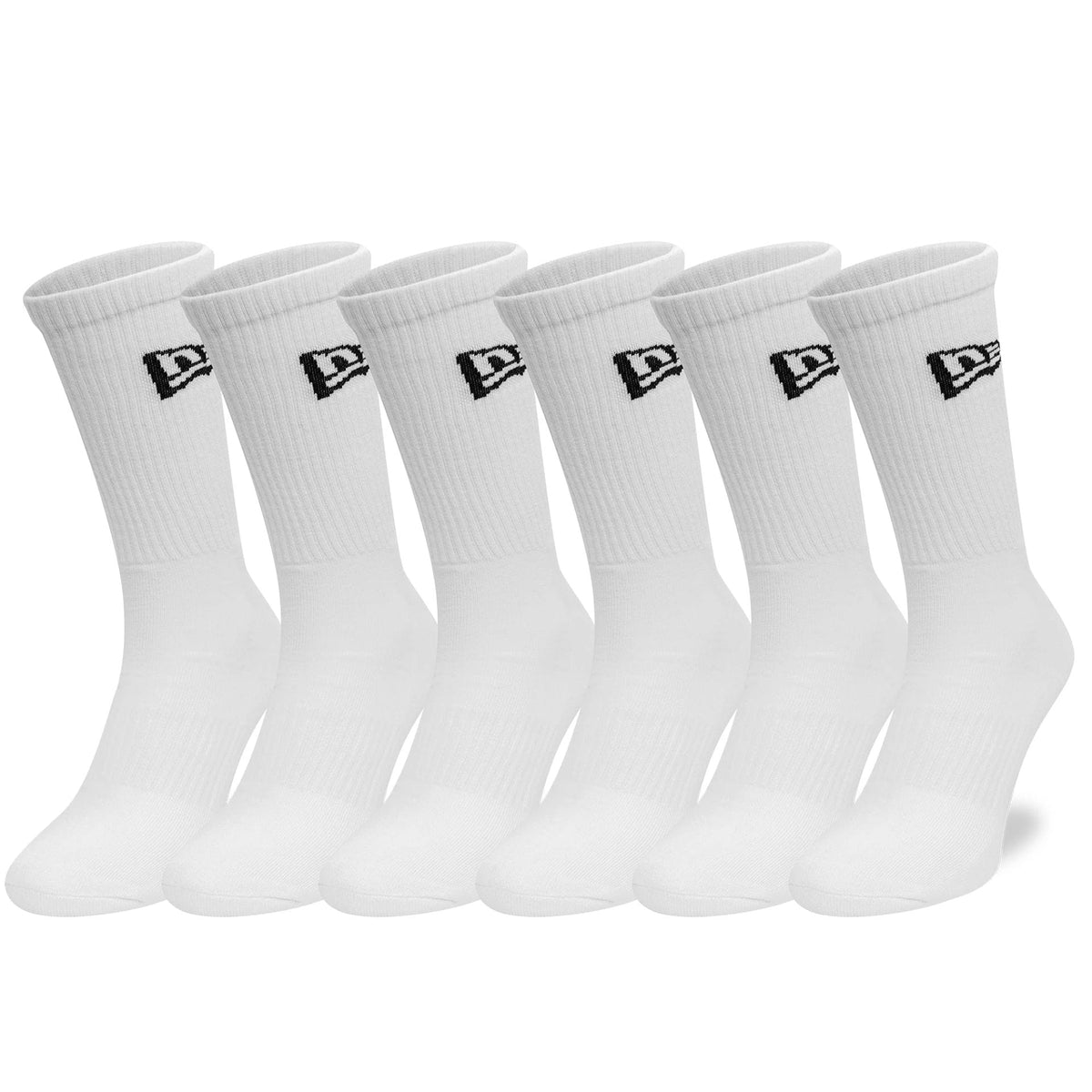 New Era Flag 6-Pack White Crew Socks-klyvox