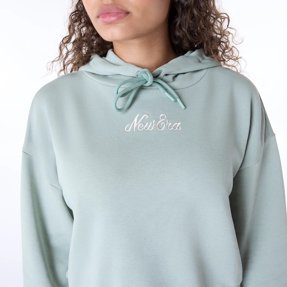 Womens New Era Script Pastel Green Pullover Hoodie-klyvox