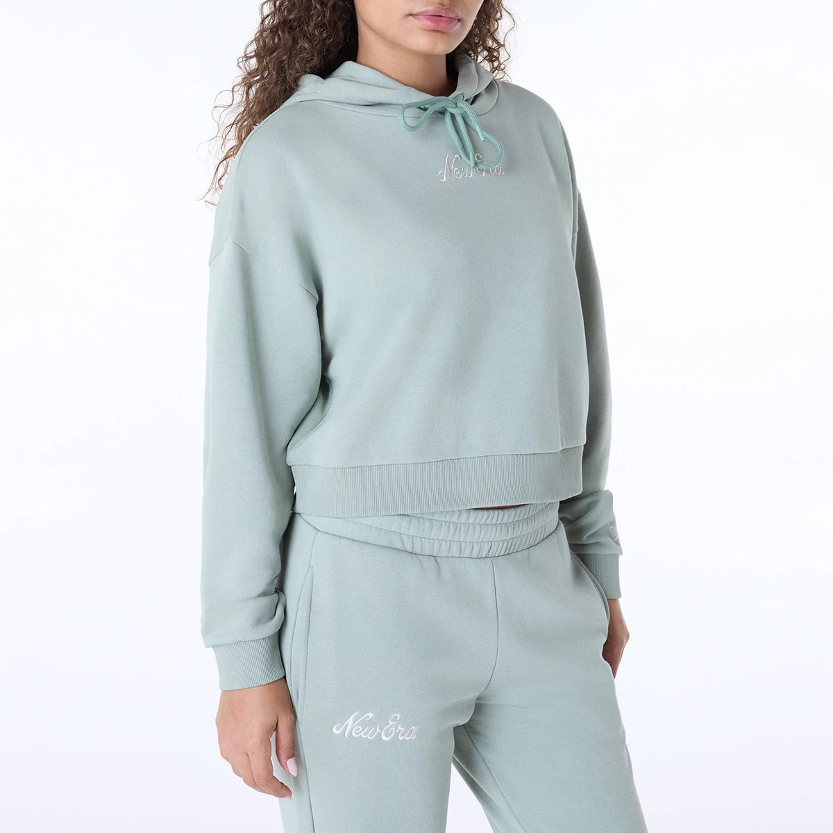 Womens New Era Script Pastel Green Pullover Hoodie-klyvox