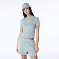 Womens New Era Slim Pastel Blue T-Shirt-klyvox