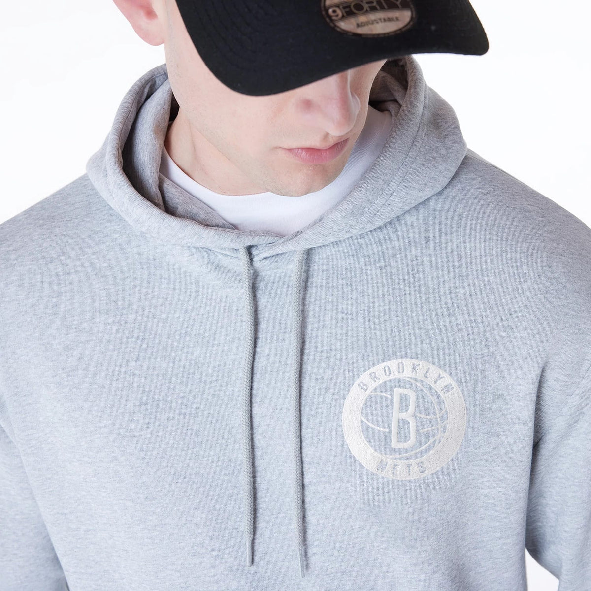 Brooklyn Nets NBA League Essential Grey Oversized Pullover Hoodie-klyvox