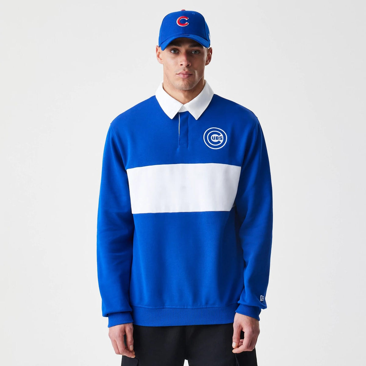 Chicago Cubs Throwback Prep Blue Long Sleeve Rugby Shirt-klyvox