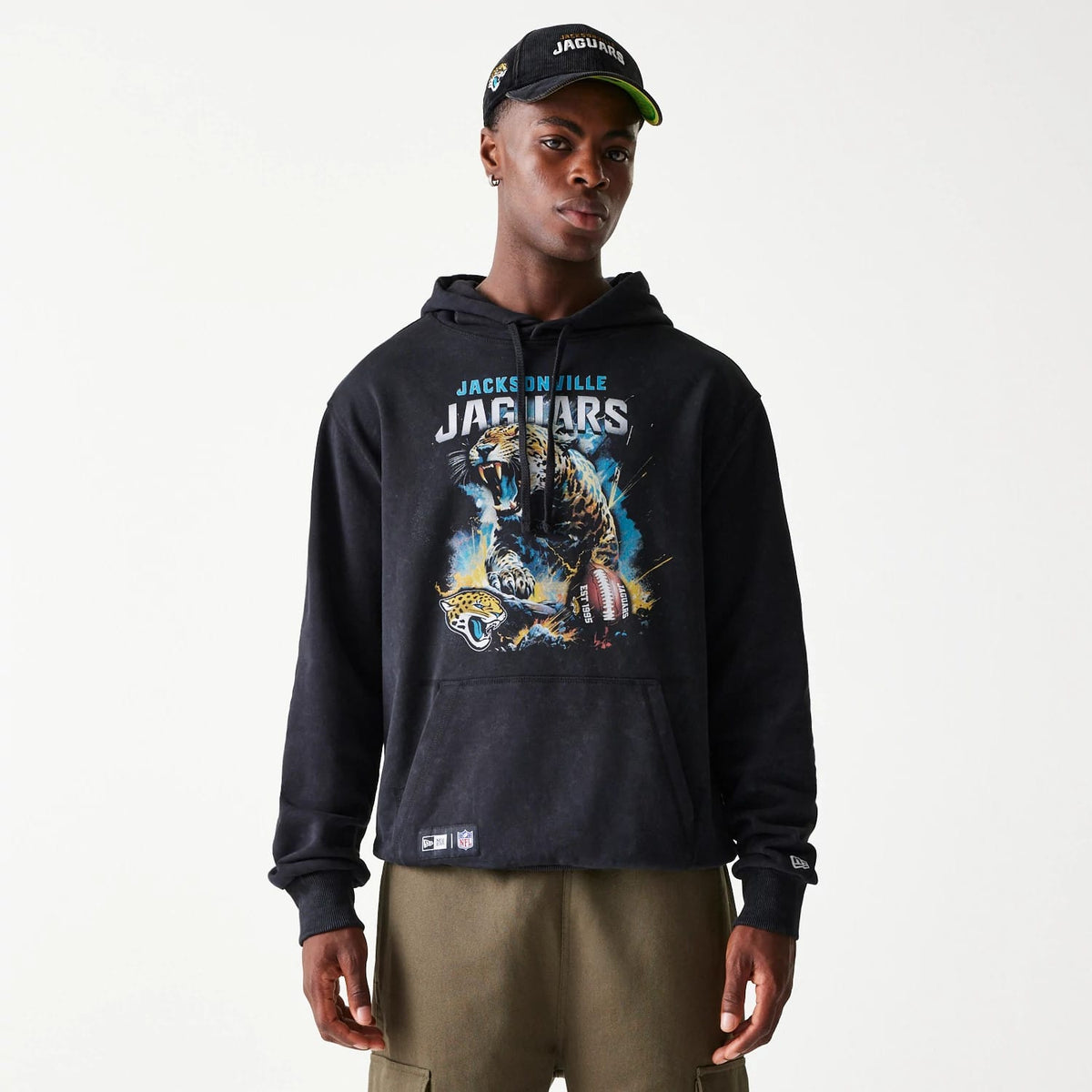 Jacksonville Jaguars NFL Games Premium Apparel Black Oversized Pullover Hoodie-klyvox