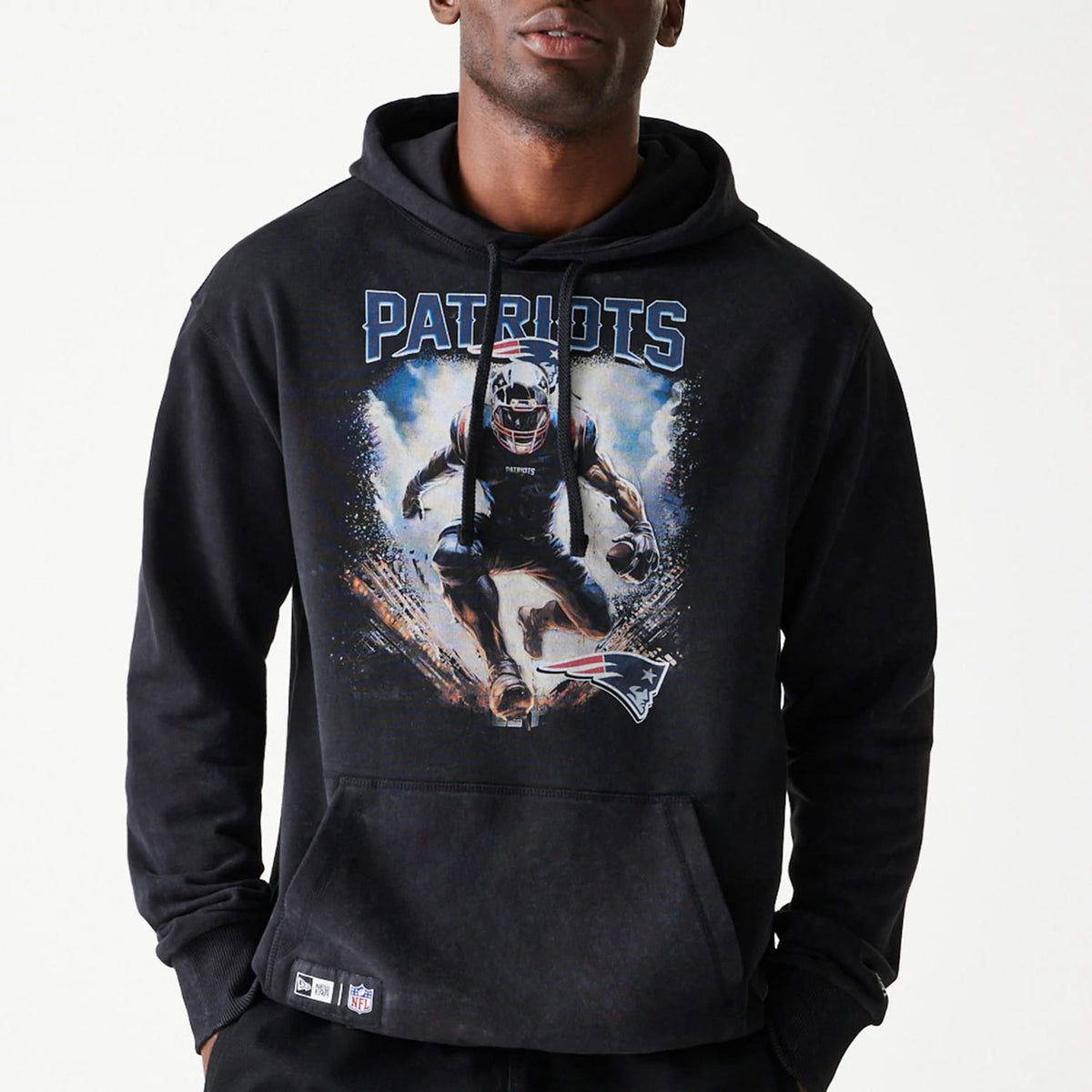 New England Patriots NFL Games Premium Apparel Black Oversized Pullover Hoodie-klyvox