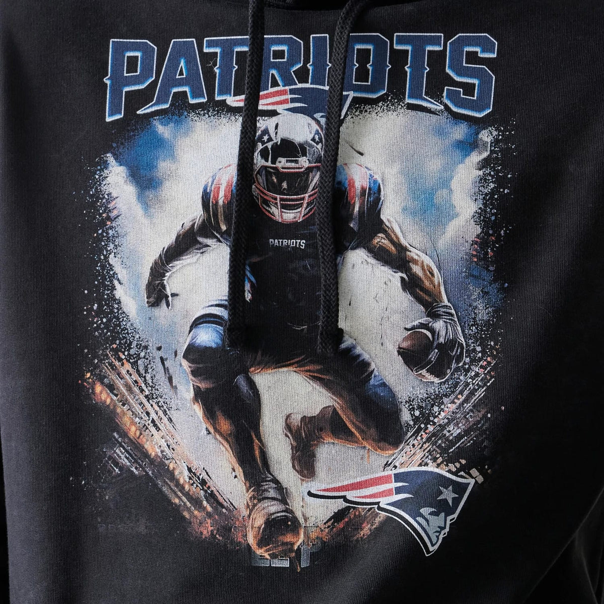 New England Patriots NFL Games Premium Apparel Black Oversized Pullover Hoodie-klyvox