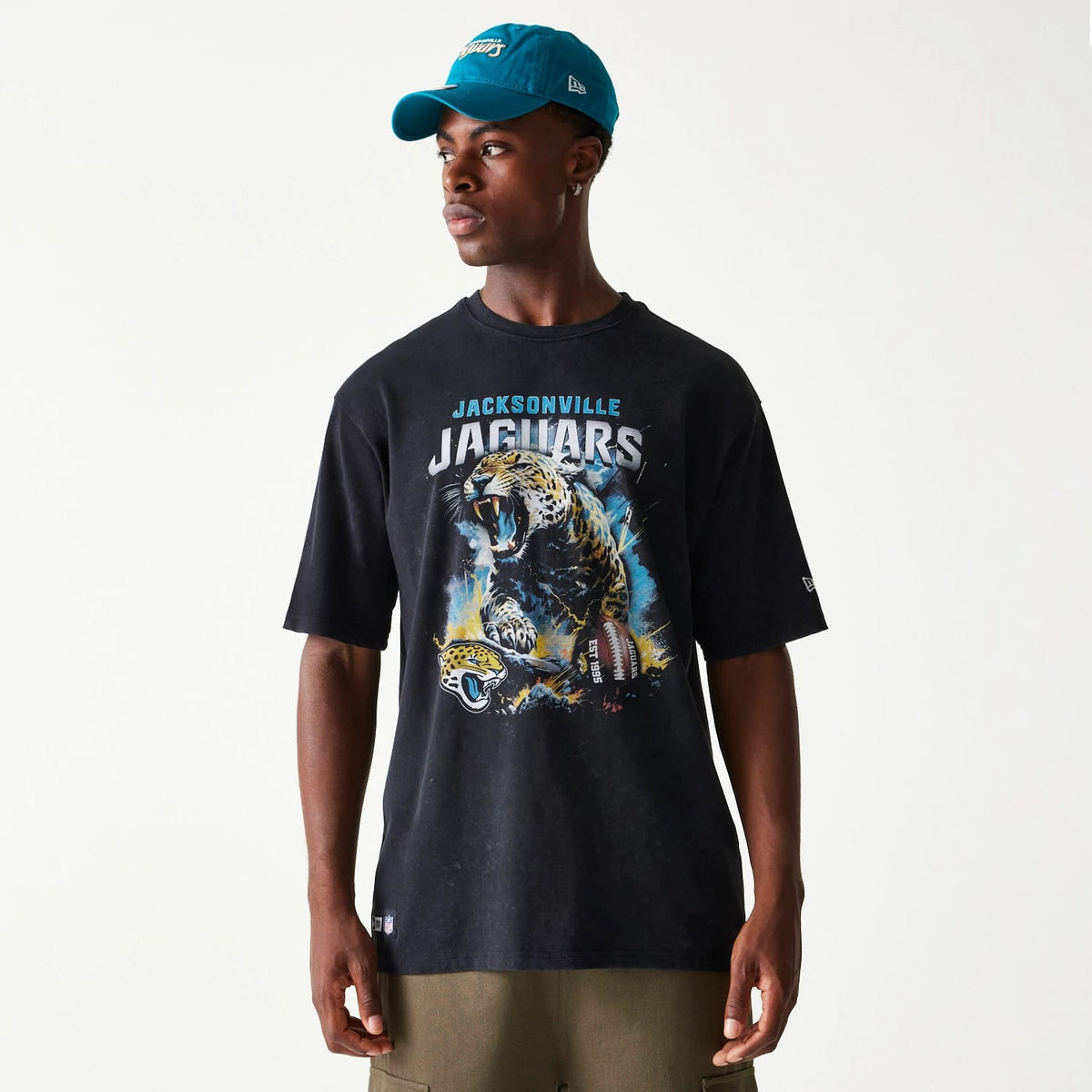 Jacksonville Jaguars NFL Games Premium Apparel Black Oversized T-Shirt-klyvox