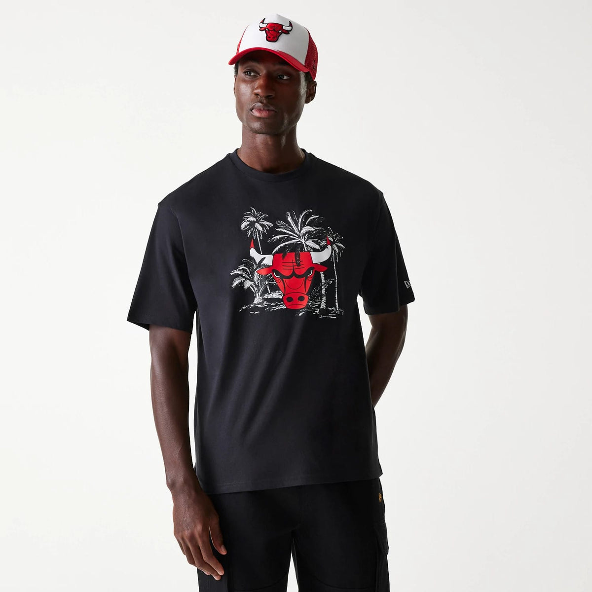 Chicago Bulls NBA Palm Tree Black Oversized T-Shirt-klyvox