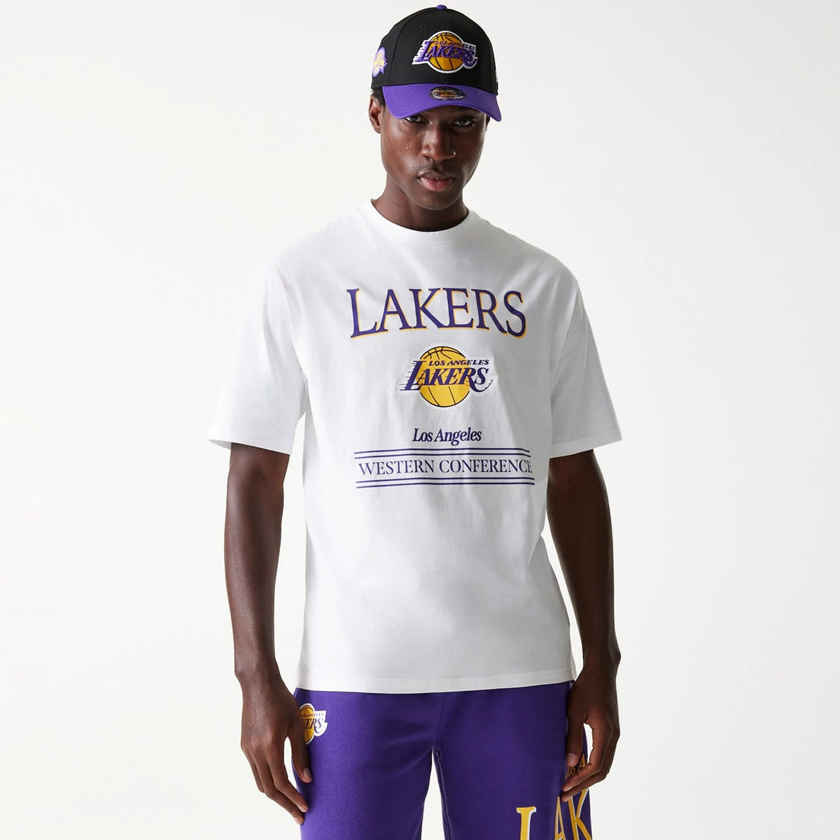 LA Lakers NBA Team Graphic White Oversized T-Shirt-klyvox