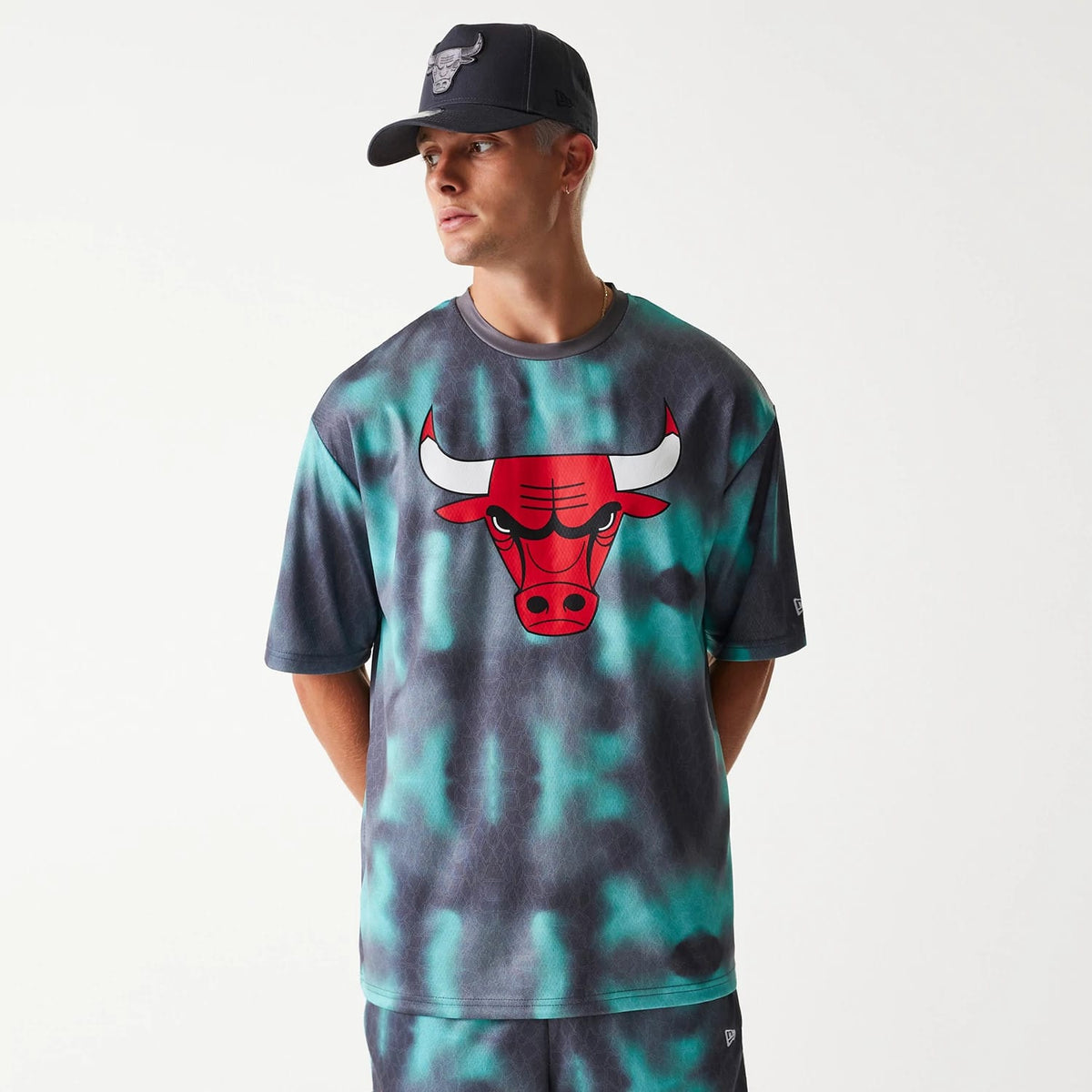 Chicago Bulls NBA All Over Print Green Oversized T-Shirt-klyvox