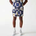 LA Lakers NBA All Over Print Cream Shorts-klyvox