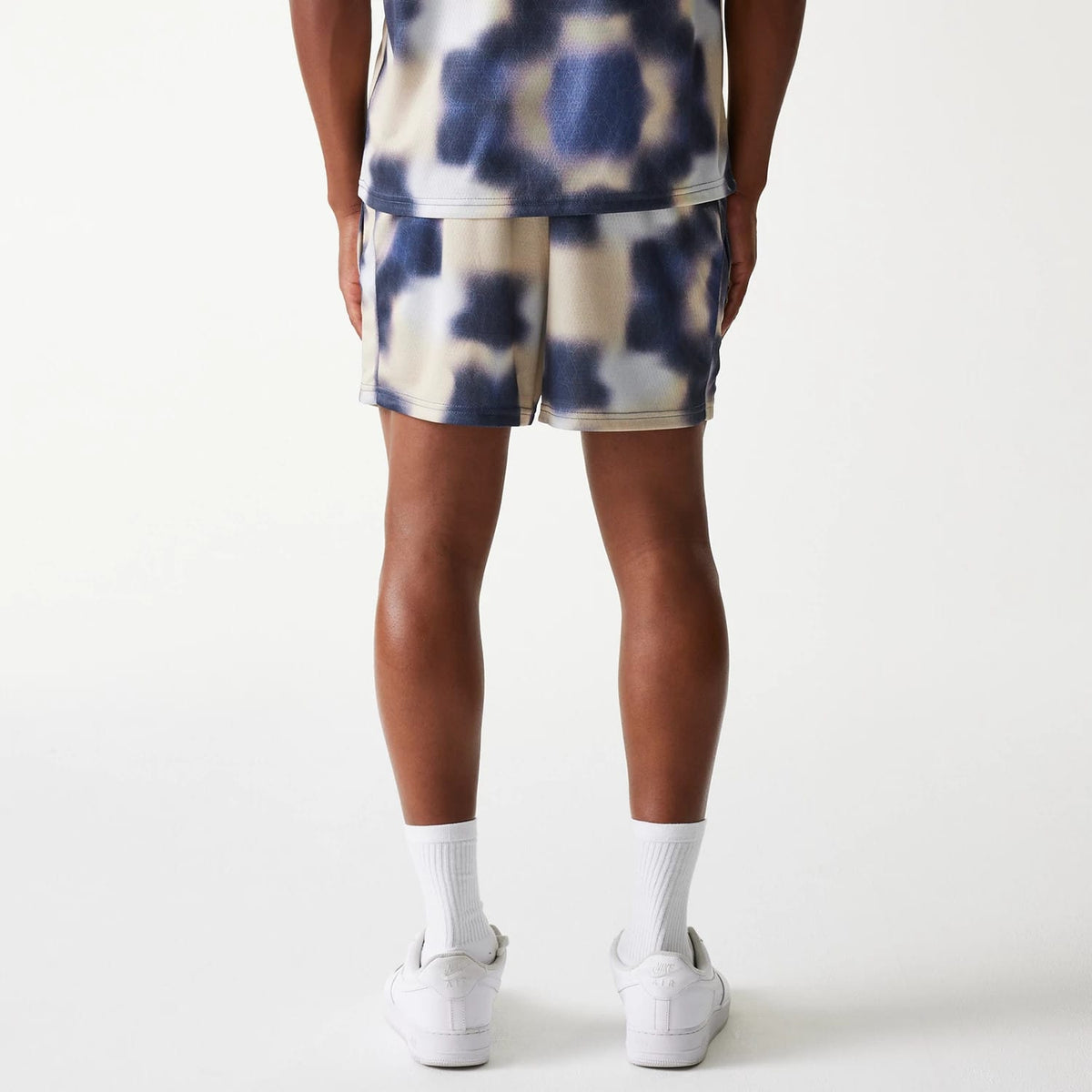LA Lakers NBA All Over Print Cream Shorts-klyvox