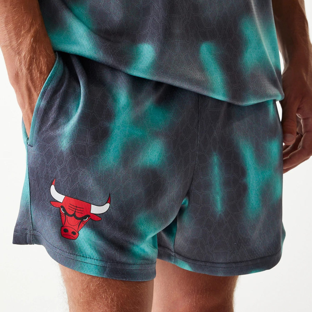 Chicago Bulls NBA All Over Print Green Shorts-klyvox