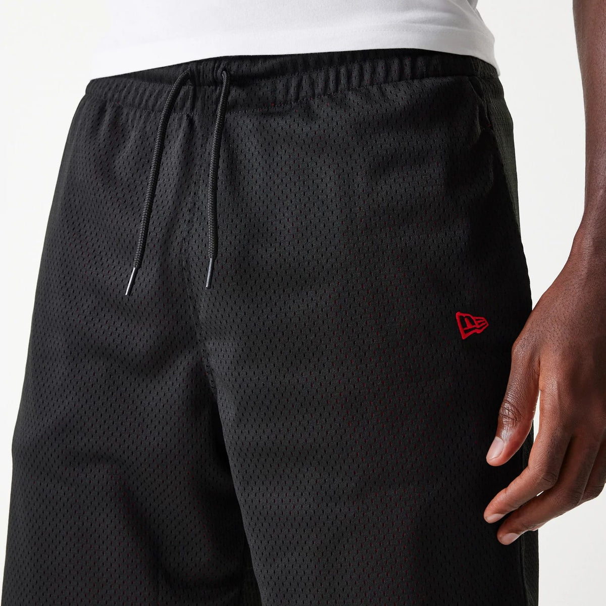 New Era Black Mesh Shorts-klyvox