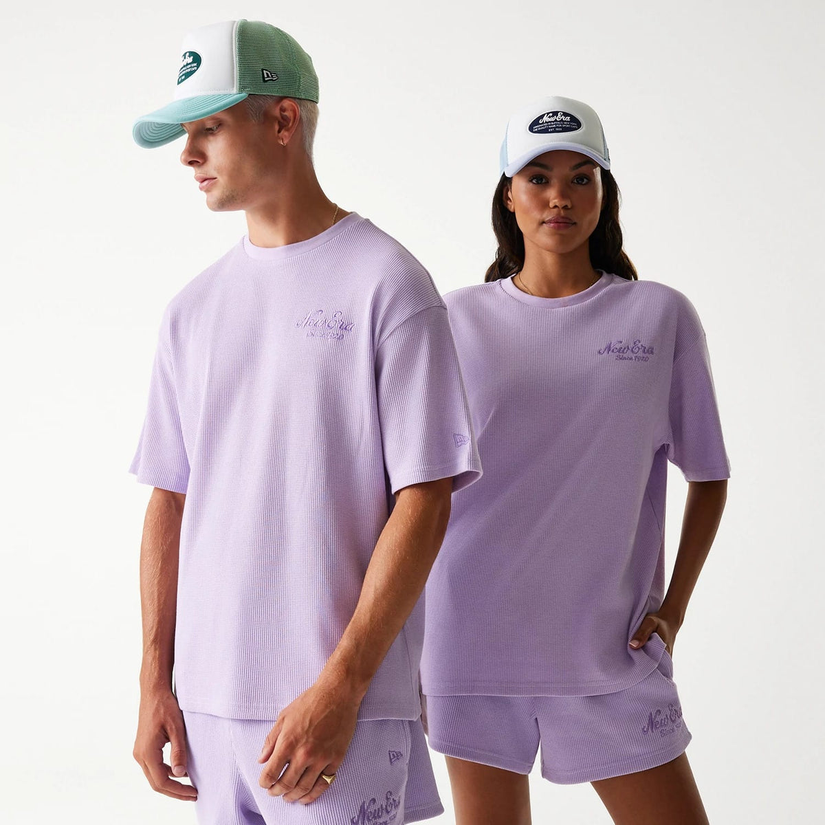 New Era Waffle Pastel Purple Oversized T-Shirt-klyvox