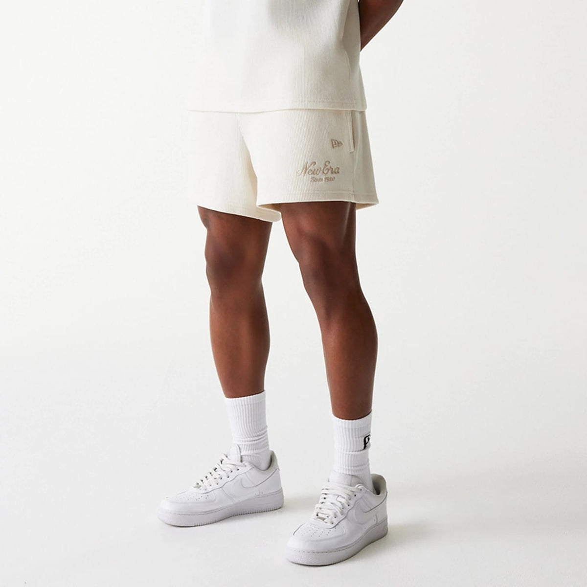 New Era Waffle Open White Shorts-klyvox
