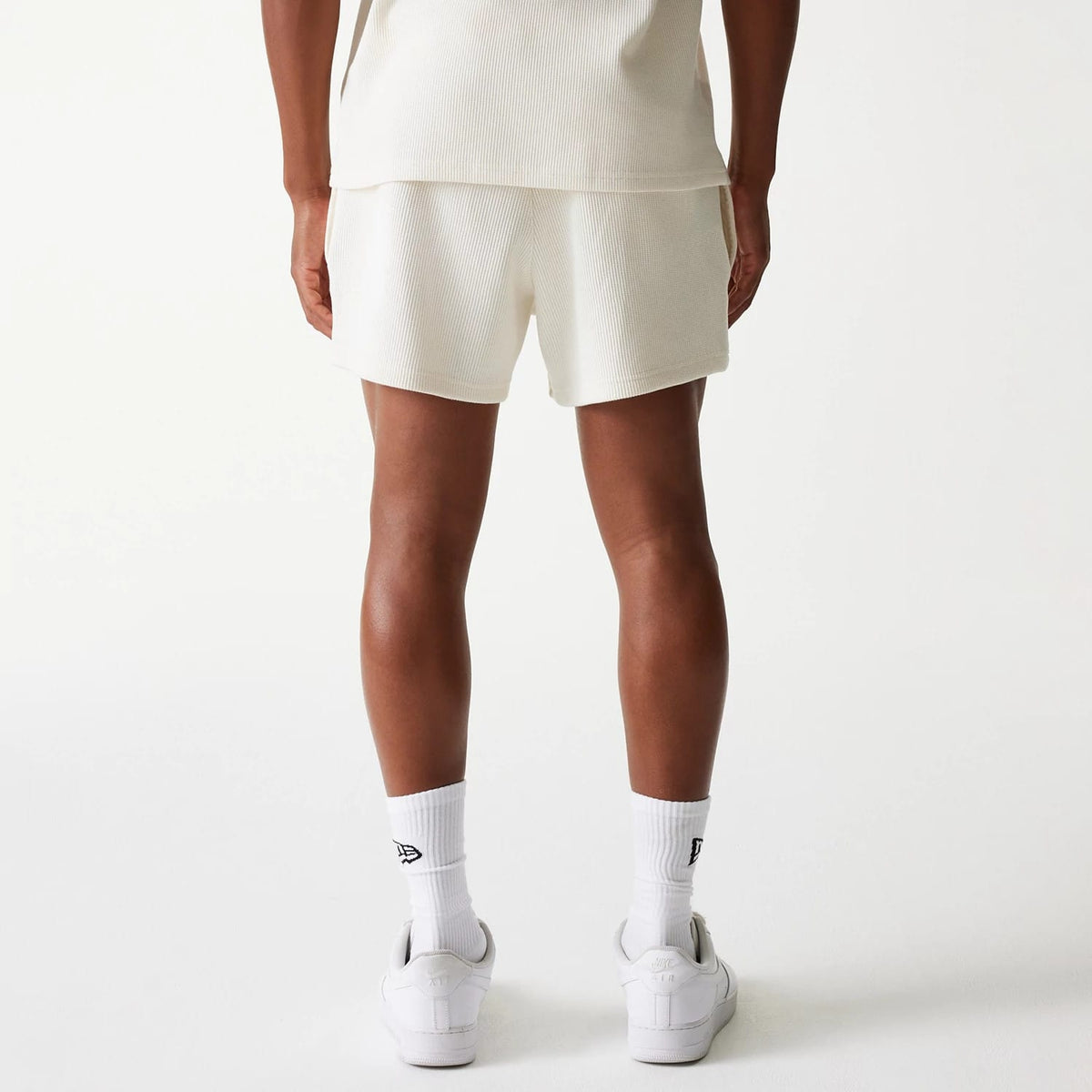 New Era Waffle Open White Shorts-klyvox