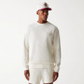 New Era Waffle Open White Oversized Crew Neck Sweater-klyvox