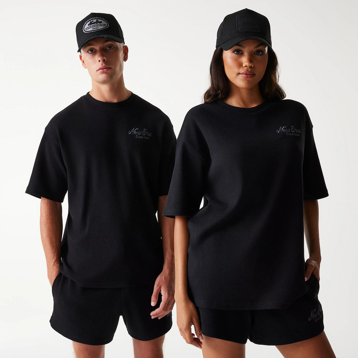 New Era Waffle Black Oversized T-Shirt-klyvox