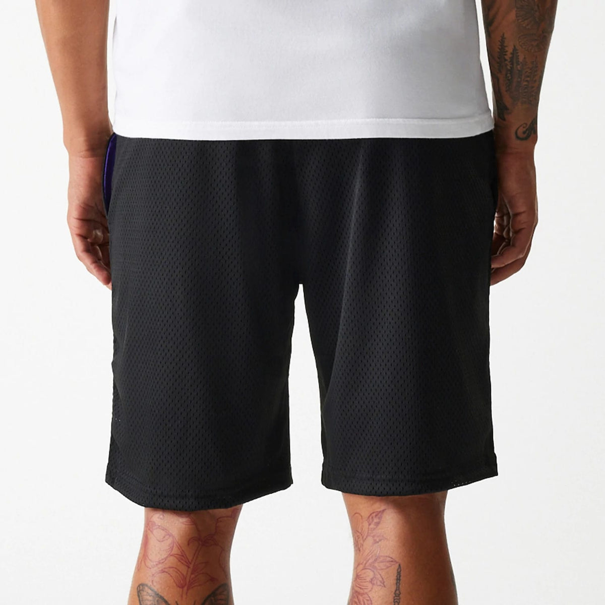 New Era Black Mesh Shorts-klyvox