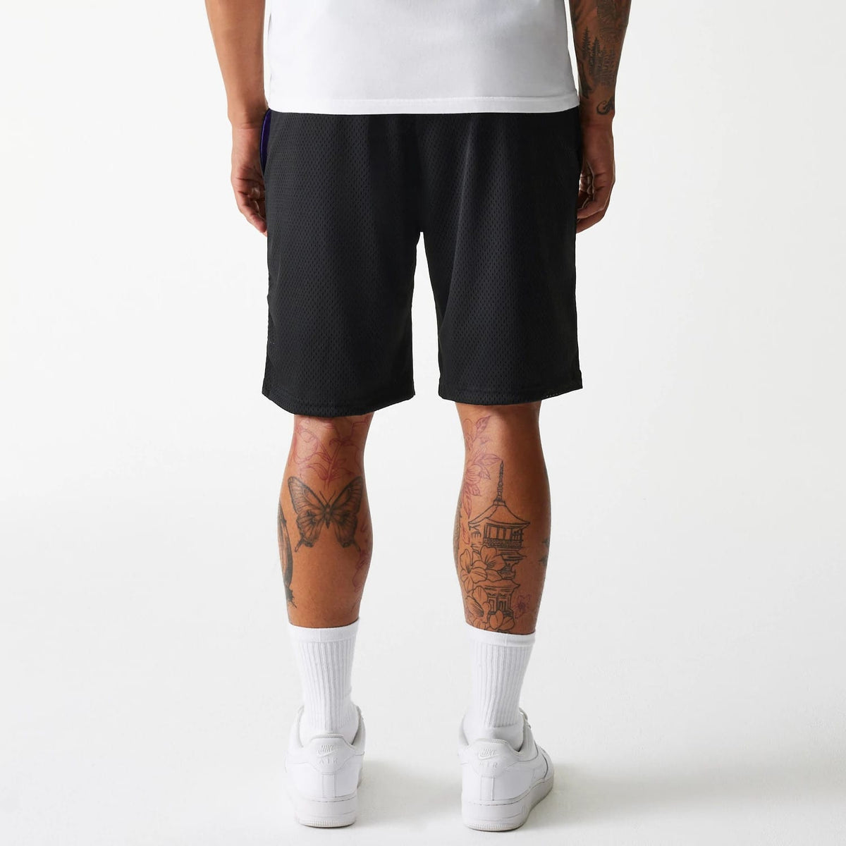 New Era Black Mesh Shorts-klyvox