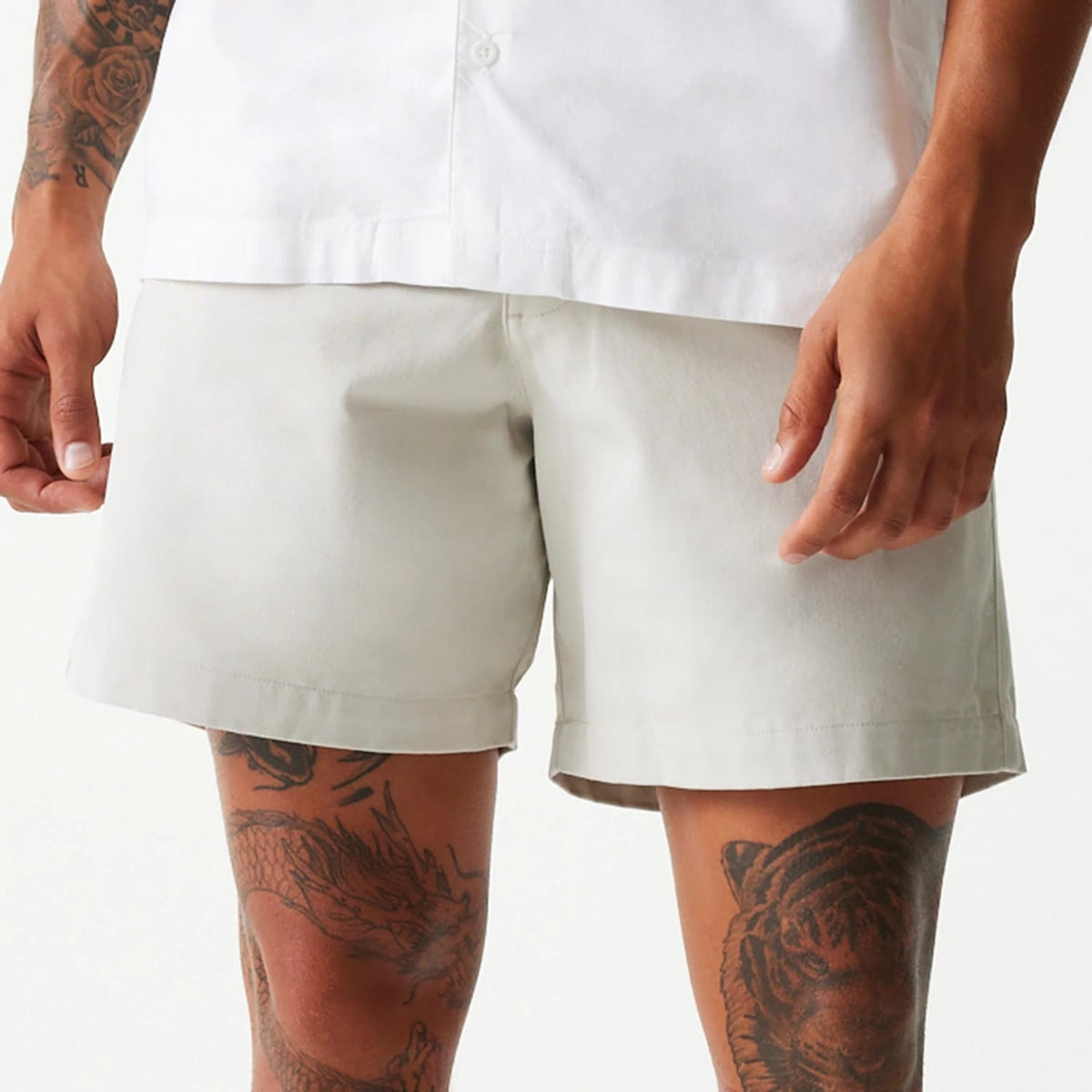 New Era Cream Chino Shorts-klyvox