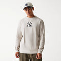 New York Yankees MLB Waffle Cream Oversized Crew Neck Sweater-klyvox