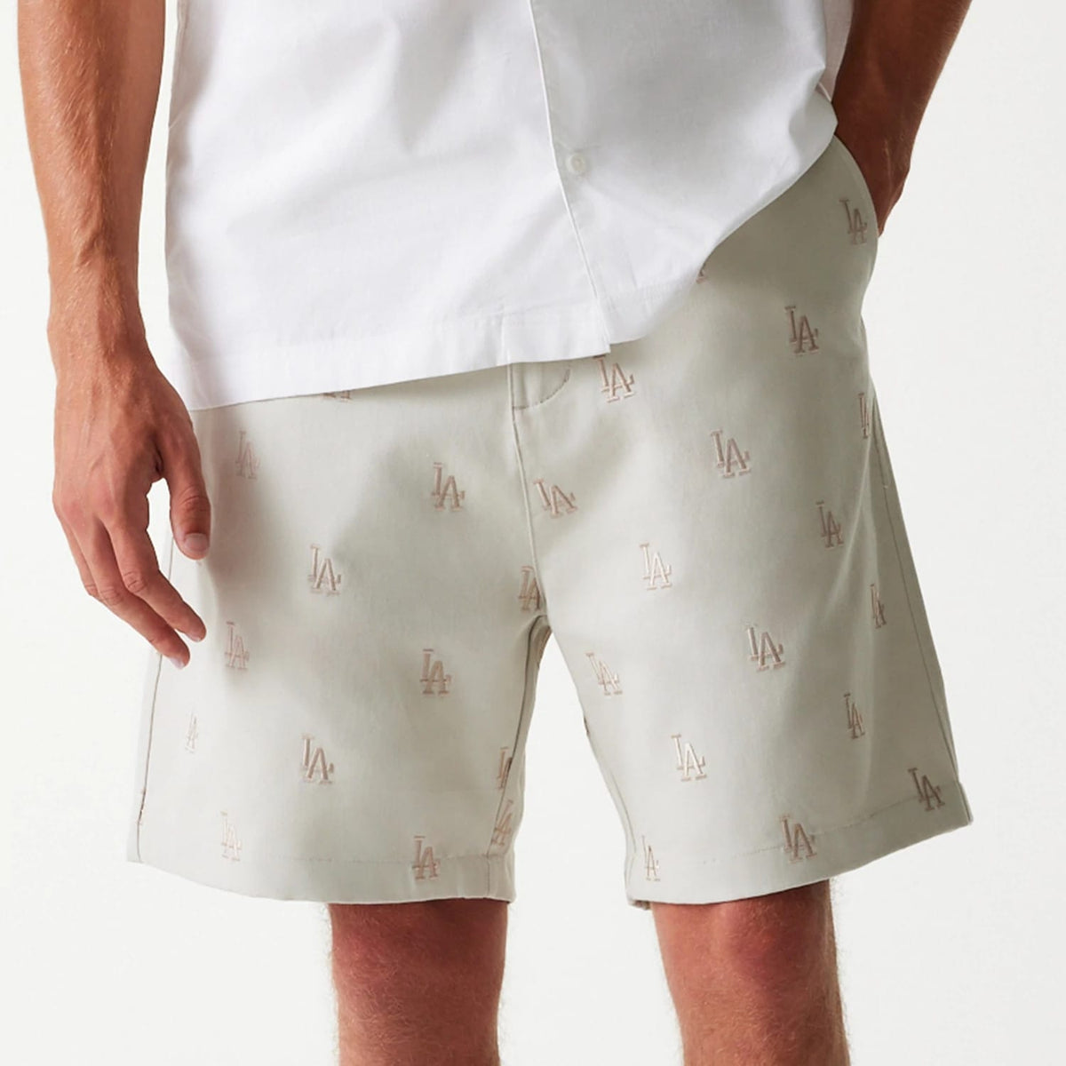 LA Dodgers MLB Monogram Cream Shorts-klyvox