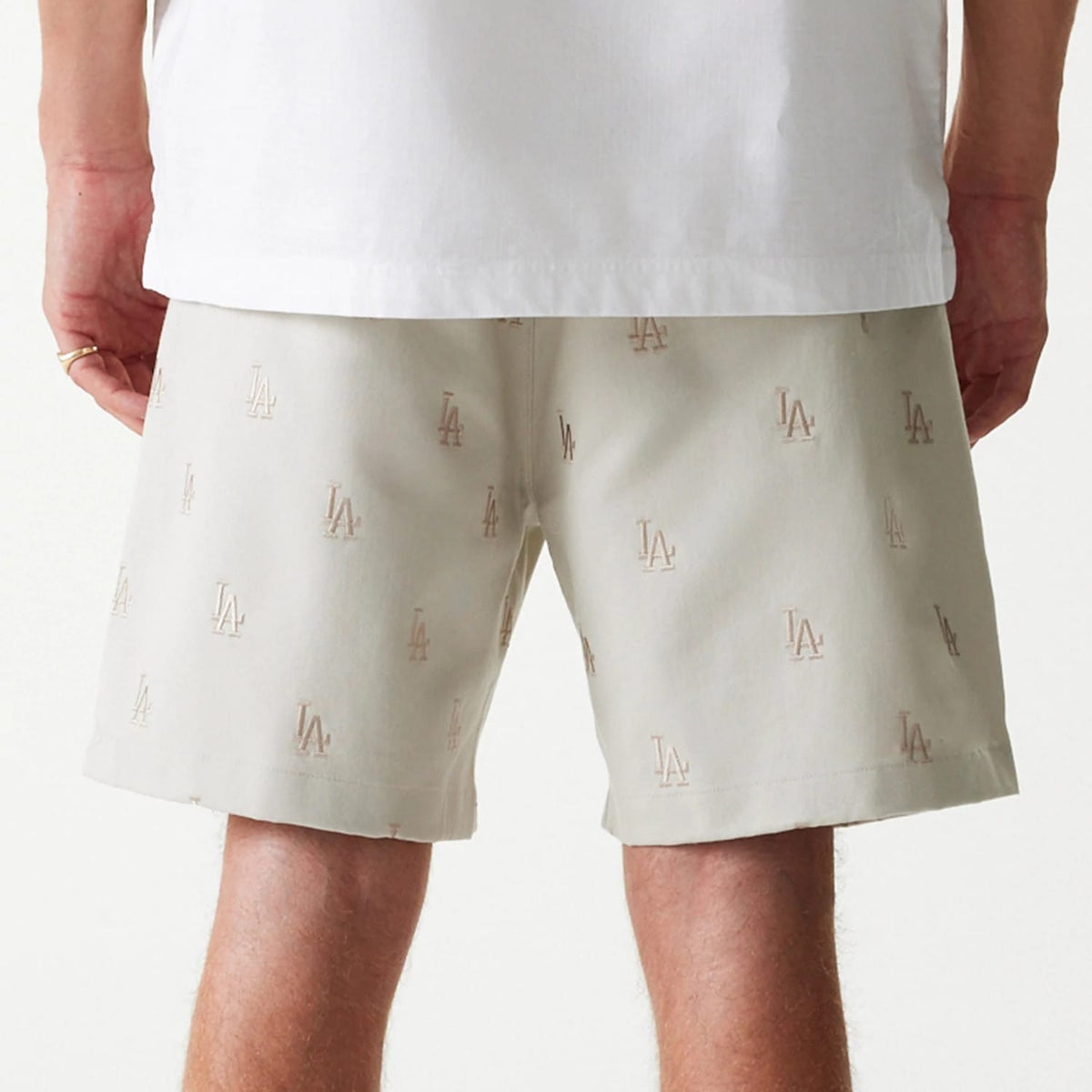 LA Dodgers MLB Monogram Cream Shorts-klyvox
