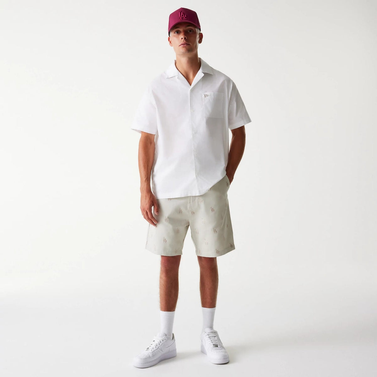 LA Dodgers MLB Monogram Cream Shorts-klyvox