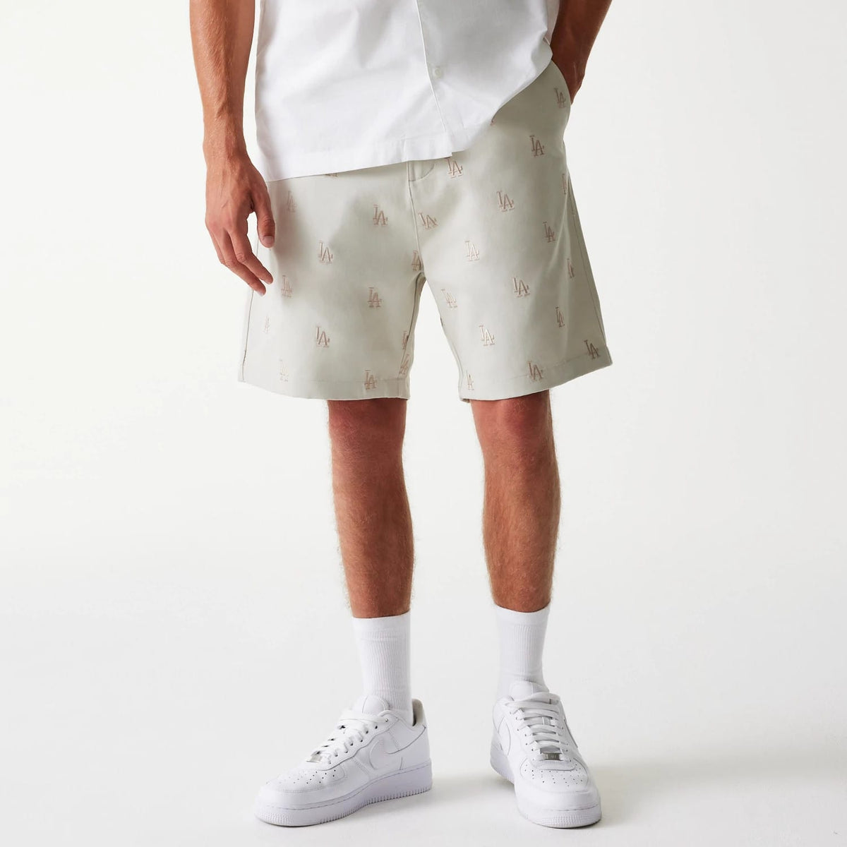 LA Dodgers MLB Monogram Cream Shorts-klyvox