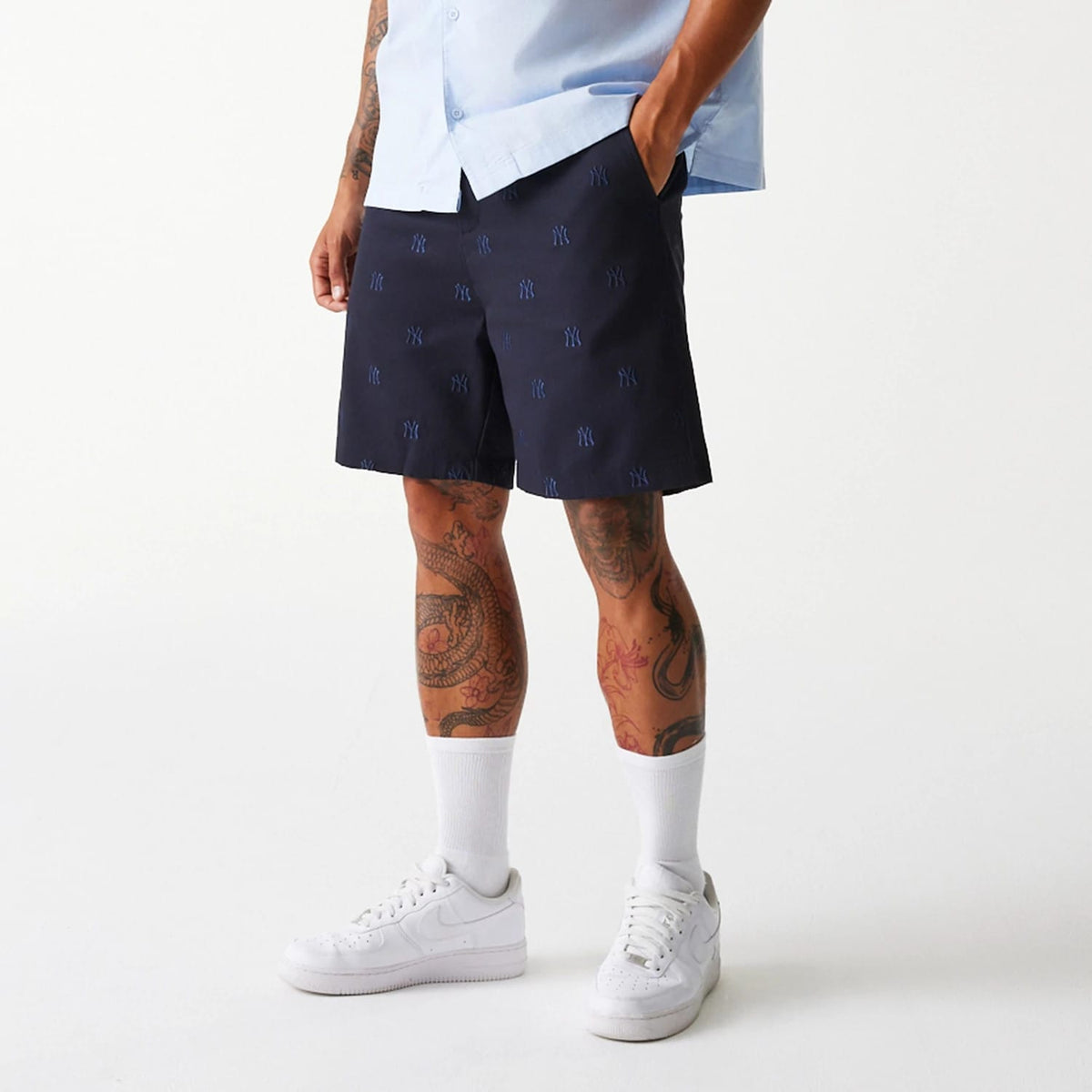 New York Yankees MLB Monogram Navy Shorts-klyvox