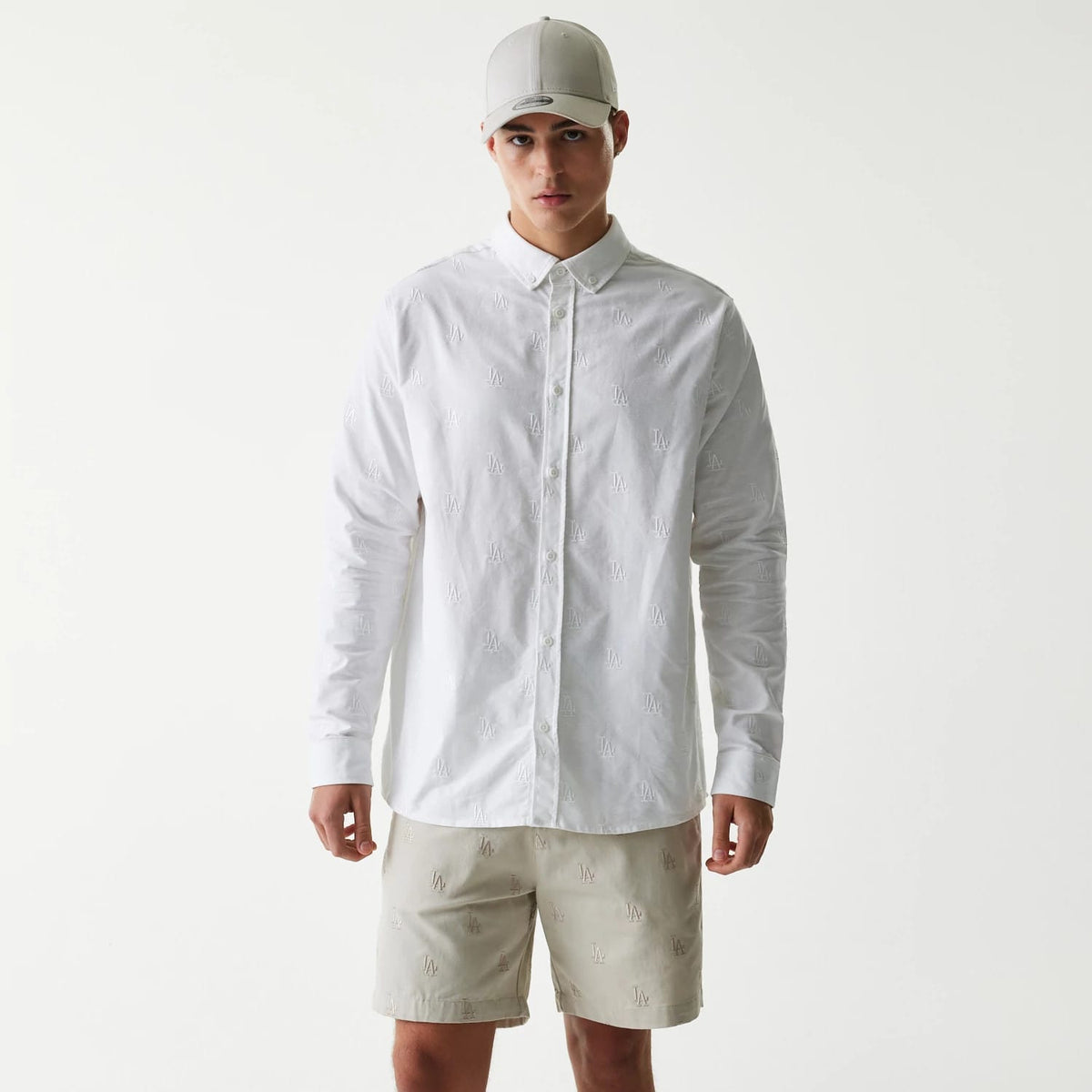 LA Dodgers MLB Monogram White Long Sleeve Shirt-klyvox