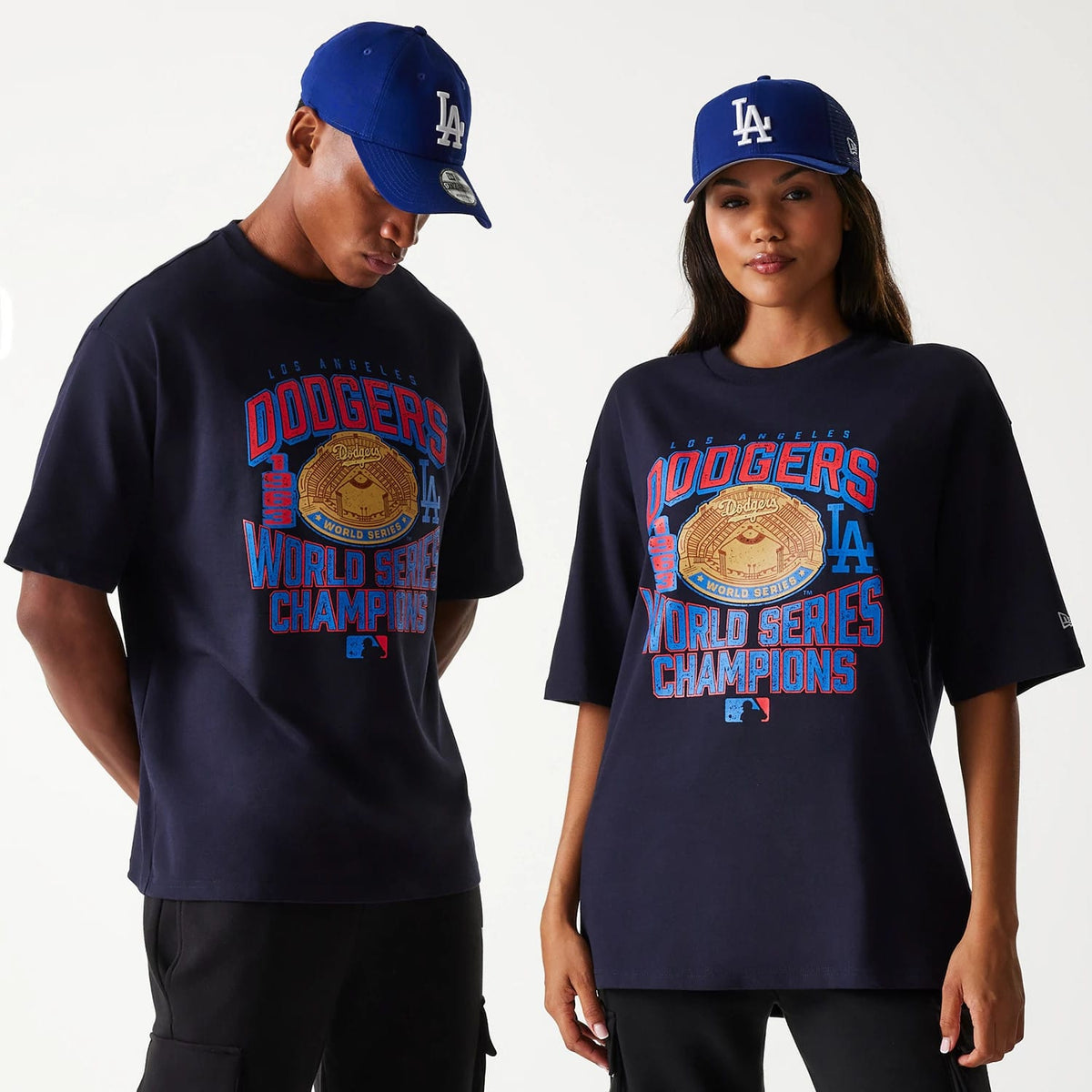 LA Dodgers MLB World Series Navy Oversized T-Shirt-klyvox