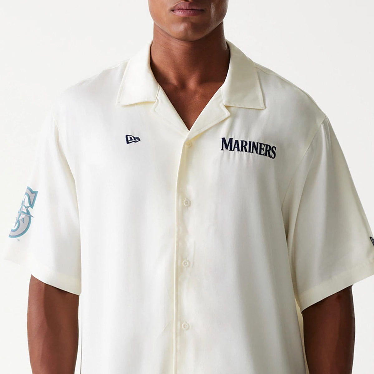 Seattle Mariners MLB Graphic Open White Revere Short Sleeve Shirt-klyvox