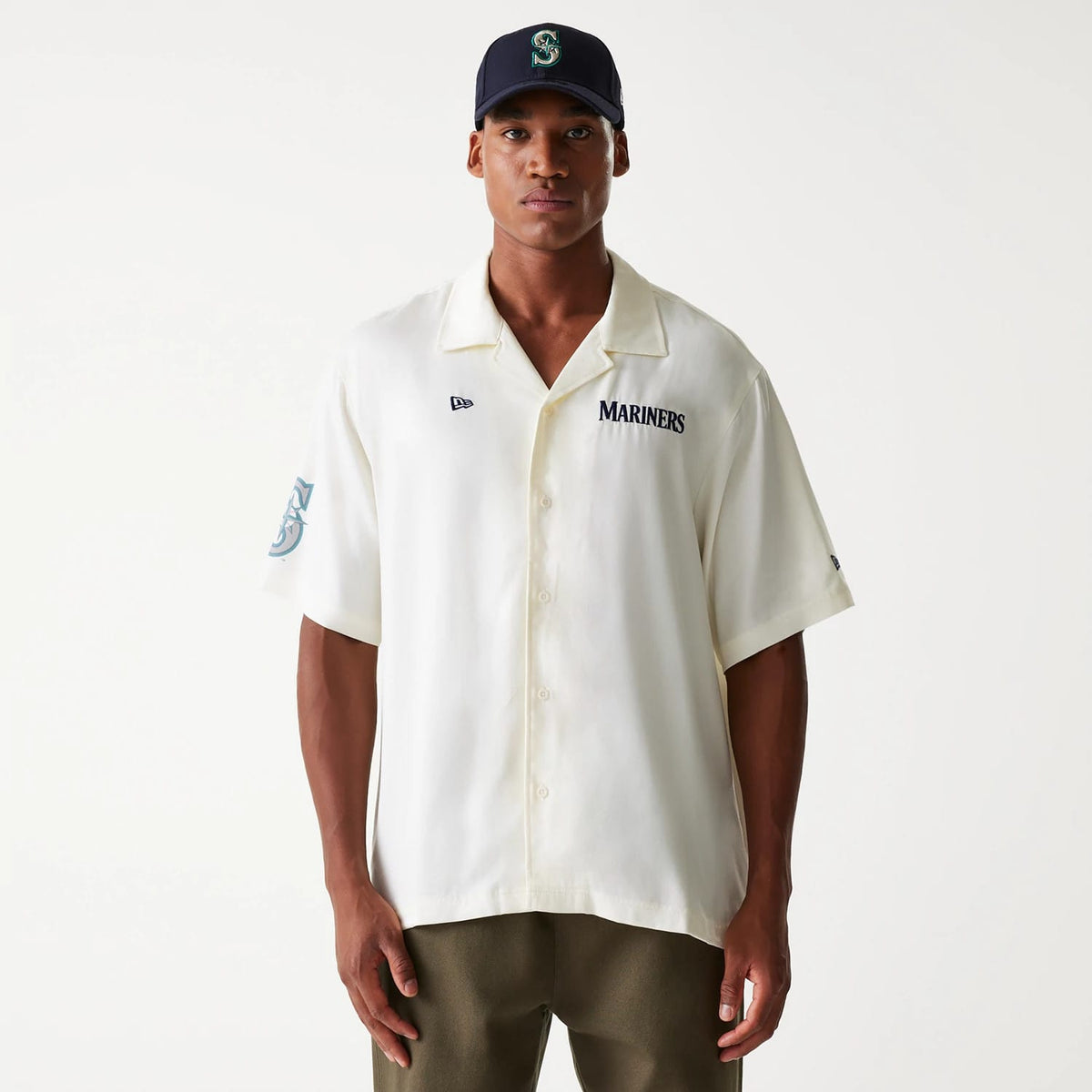 Seattle Mariners MLB Graphic Open White Revere Short Sleeve Shirt-klyvox