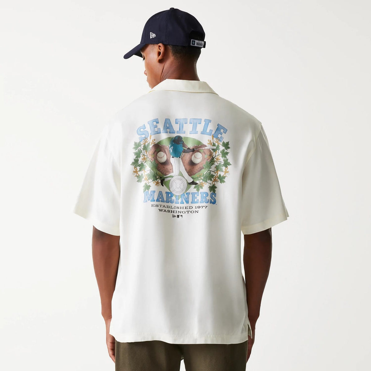 Seattle Mariners MLB Graphic Open White Revere Short Sleeve Shirt-klyvox