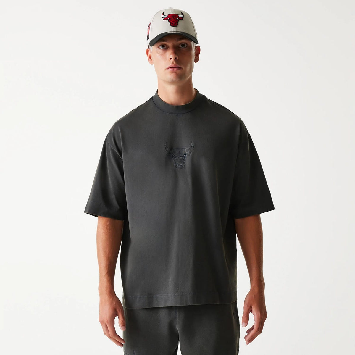Chicago Bulls NBA Washed Grey Box T-Shirt-klyvox