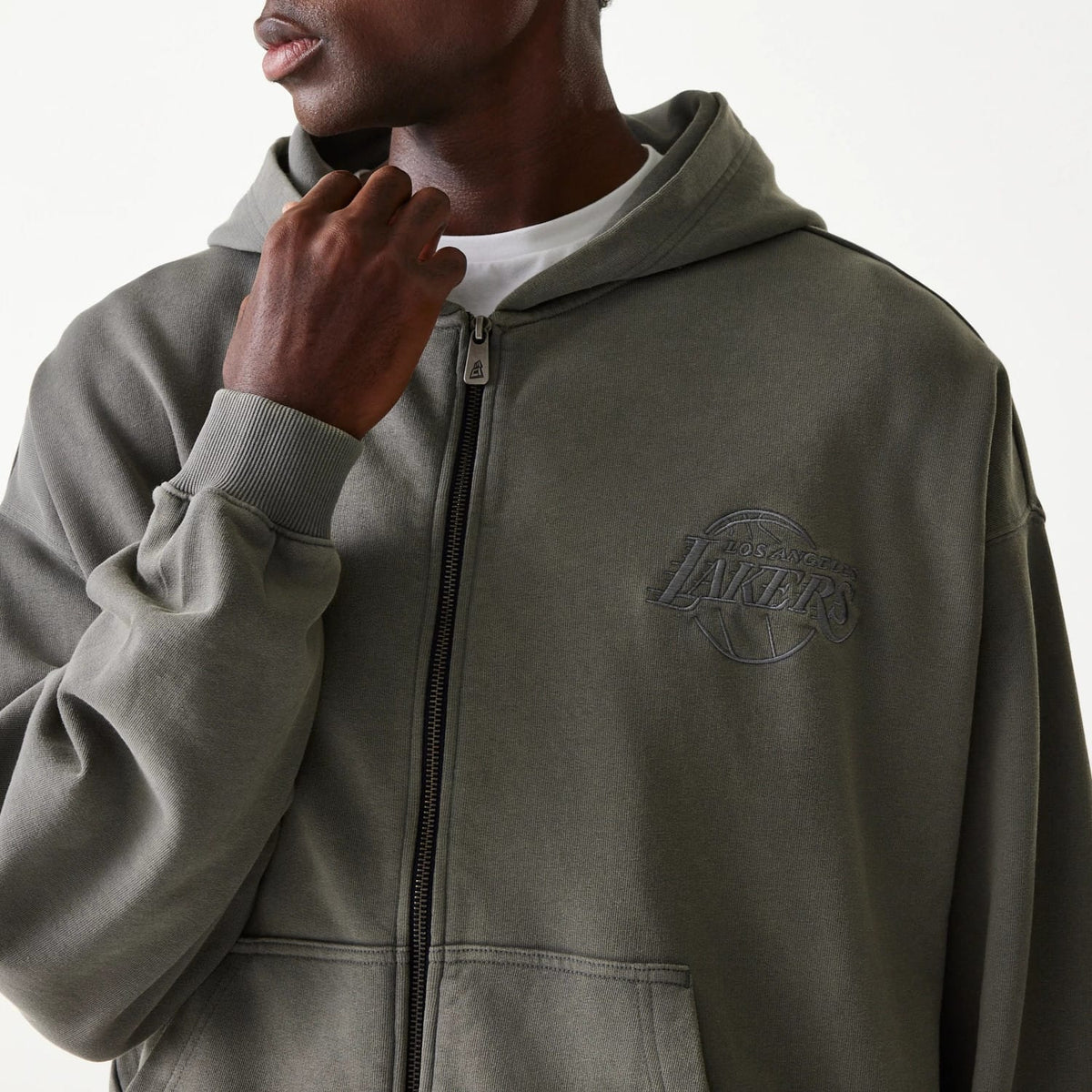 LA Lakers NBA Washed Grey Full Zip Hoodie-klyvox
